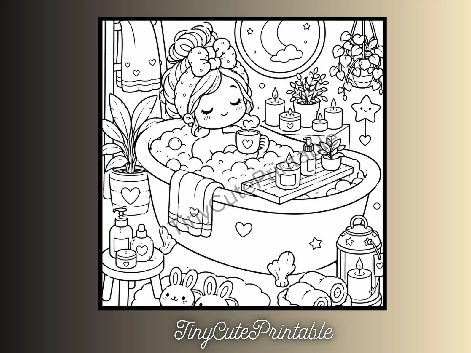 CuteLearner printable Cozy Girl Moments Coloring Book, Kawaii Self-Care Relaxation Art (PDF Download) — Coloring Books — preview 2
